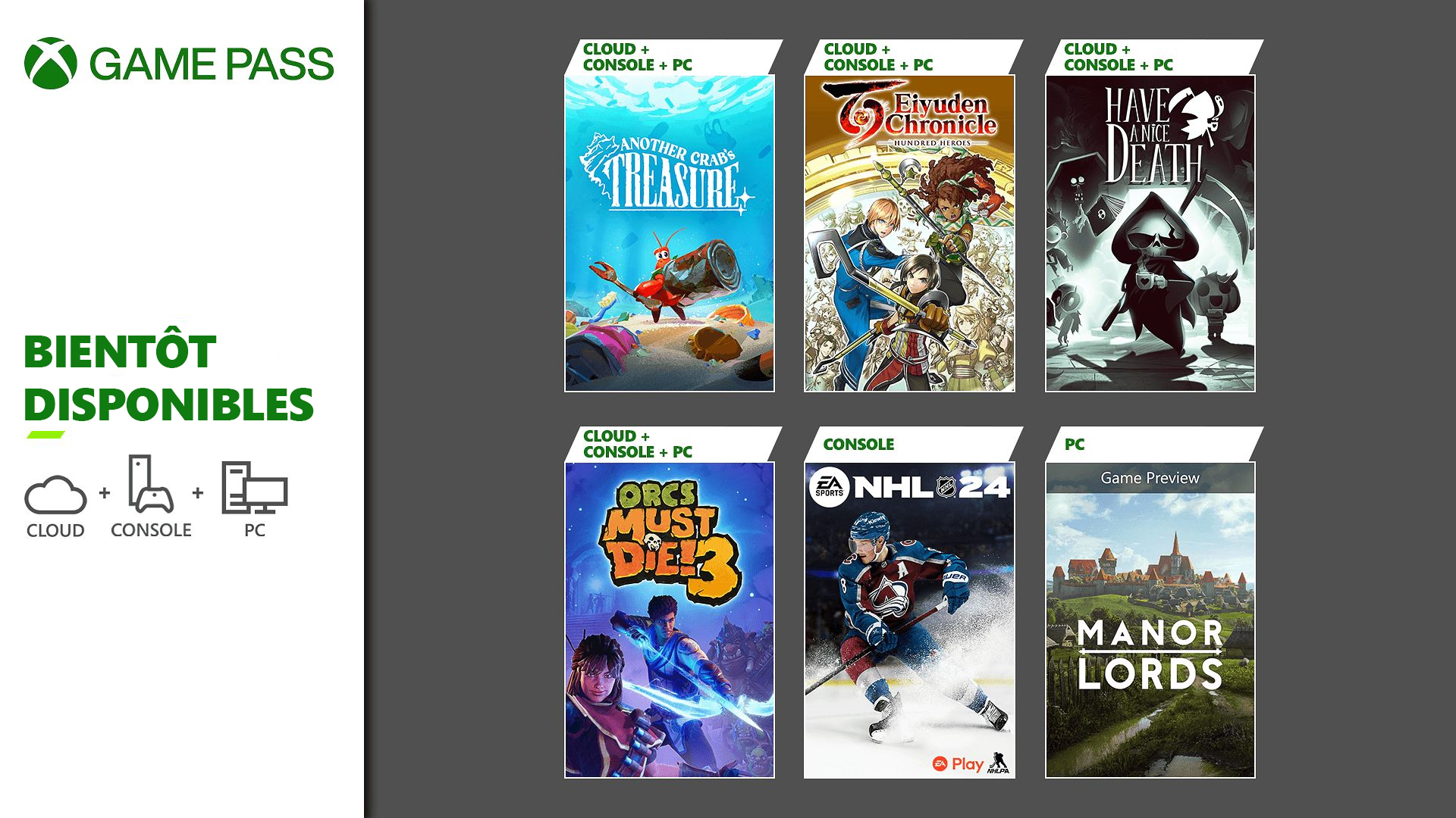 Xbox Game Pass Avril 2024