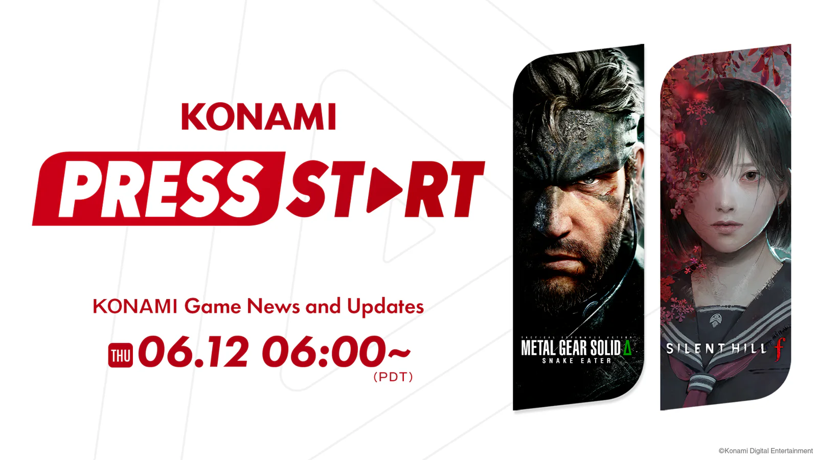 Suivez en direct le livestream officiel KONAMI PRESS START le 12 juin à 15h00 pour de nouveaux détails sur différents jeux et des interviews